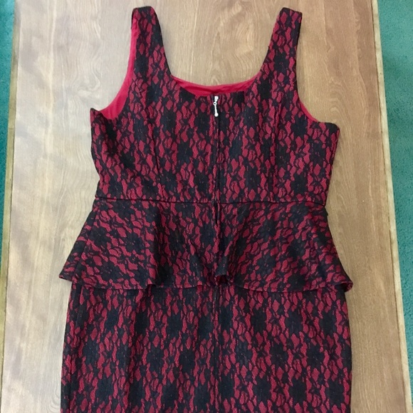 Rebel Wilson for Torrid Peplum Red & Black Dress - Picture 2 of 5